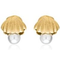 🦚 Ohrstecker Muscheln mit Perlen 925er Silber vergoldet 🦚 Ohrstecker Muscheln mit Perlen 925er Silber vergoldet