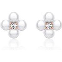 🦚 Perlen Ohrstecker Blüte aus 925er Silber, rosévergoldet 🦚 Perlen Ohrstecker Blüte aus 925er Silber, rosévergoldet