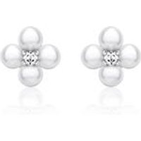 🦚 Blüten Ohrstecker aus 925er Silber Zirkonia Perlen 🦚 Blüten Ohrstecker aus 925er Silber Zirkonia Perlen