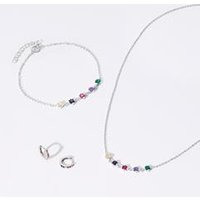 🦚 Schmuckset aus 925er Silber mit bunten Zirkonia 🦚 Schmuckset aus 925er Silber mit bunten Zirkonia