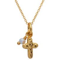 🦚 925 Silberkette vergoldet Kreuzanhänger Perle 🦚 925 Silberkette vergoldet Kreuzanhänger Perle