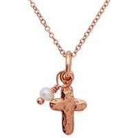 🦚 925 Silberkette vergoldet Kreuzanhänger Perle 🦚 925 Silberkette vergoldet Kreuzanhänger Perle