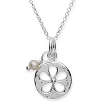 🦚 Silberkette 925 mit Blumenanhänger und Perle 🦚 Silberkette 925 mit Blumenanhänger und Perle