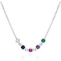 🦚 925er Silber Kette für Damen mit Zirkonia, bunt 🦚 925er Silber Kette für Damen mit Zirkonia, bunt