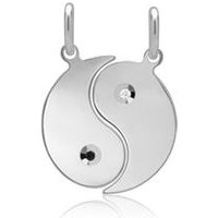 🦚 Runder Anhänger Yin Yang 925er Silber Zirkonia 🦚 Runder Anhänger Yin Yang 925er Silber Zirkonia