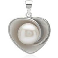 🦚 Herz-Anhänger Perle 925er Silber rhodiniert 🦚 Herz-Anhänger Perle 925er Silber rhodiniert