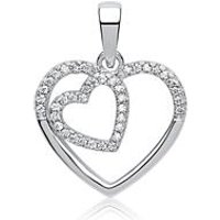 🦚 Silberanhänger zwei Herzen Zirkonia rhodiniert 🦚 Silberanhänger zwei Herzen Zirkonia rhodiniert