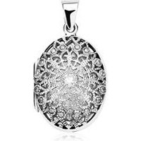 🦚 925er Silber Gravur Medaillon mit Zirkonia 🦚 925er Silber Gravur Medaillon mit Zirkonia