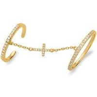 🦚 Goldener Knucklering mit Kette Kreuz Silber 🦚 Goldener Knucklering mit Kette Kreuz Silber