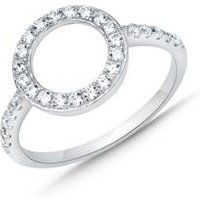 🦚 Damenring Kreis Sterlingsilber rhodiniert Zirkonia 🦚 Damenring Kreis Sterlingsilber rhodiniert Zirkonia