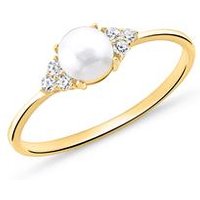 🦚 Damenring aus vergoldetem 925er Silber Perle Zirkonia 🦚 Damenring aus vergoldetem 925er Silber Perle Zirkonia