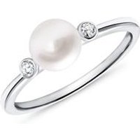 🦚 Damenring aus Sterlingsilber mit Perle und Zirkonia 🦚 Damenring aus Sterlingsilber mit Perle und Zirkonia
