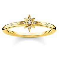🦚 Damenring Stern aus vergoldetem 925er Silber, Zirkonia 🦚 Damenring Stern aus vergoldetem 925er Silber, Zirkonia