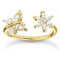 🦚 Damenring Schmetterling Blume aus 925er Silber, gold 🦚 Damenring Schmetterling Blume aus 925er Silber, gold