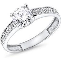 🦚 9K Weißgold Verlobungsring mit Zirkoniasteinen 🦚 9K Weißgold Verlobungsring mit Zirkoniasteinen