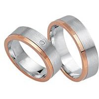 🦚 Trauringe 333er Weiss- Rotgold mit Diamant 🦚 Trauringe 333er Weiss- Rotgold mit Diamant