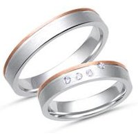 🦚 Eheringe 333er Weiss- Rotgold 4 Diamanten 🦚 Eheringe 333er Weiss- Rotgold 4 Diamanten