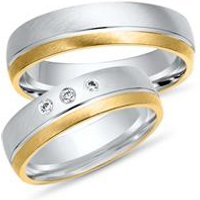 🦚 Trauringe 333er Gelb- Weissgold 3 Diamanten 🦚 Trauringe 333er Gelb- Weissgold 3 Diamanten