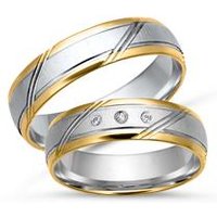 🦚 Trauringe 585er Gelb- Weissgold 3 Diamanten 🦚 Trauringe 585er Gelb- Weissgold 3 Diamanten