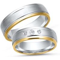 🦚 Trauringe 585er Gelb- Weissgold 3 Diamanten 🦚 Trauringe 585er Gelb- Weissgold 3 Diamanten