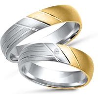 🦚 Trauringe 585er Gelb- Weissgold mit Diamant 🦚 Trauringe 585er Gelb- Weissgold mit Diamant