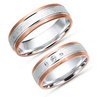 🦚 Trauringe 333er Weiss- Rotgold 3 Diamanten 🦚 Trauringe 333er Weiss- Rotgold 3 Diamanten