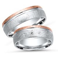 🦚 Trauringe 585er Weiss- Rotgold 3 Diamanten 🦚 Trauringe 585er Weiss- Rotgold 3 Diamanten