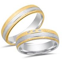 🦚 Eheringe 750er Gelb- Weissgold 3 Diamanten 🦚 Eheringe 750er Gelb- Weissgold 3 Diamanten