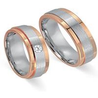 🦚 Trauringe 750er Weiss- Rotgold mit Diamant 🦚 Trauringe 750er Weiss- Rotgold mit Diamant