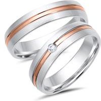 🦚 Trauringe 333er Weiss- Rotgold mit Diamant 🦚 Trauringe 333er Weiss- Rotgold mit Diamant