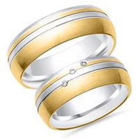 🦚 Eheringe 750er Gelb- Weissgold 3 Diamanten 🦚 Eheringe 750er Gelb- Weissgold 3 Diamanten