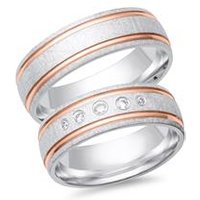 🦚 Trauringe 585er Weiss- Rotgold 5 Diamanten 🦚 Trauringe 585er Weiss- Rotgold 5 Diamanten