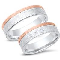 🦚 Trauringe 585er Weiss- Rotgold 3 Brillanten 🦚 Trauringe 585er Weiss- Rotgold 3 Brillanten