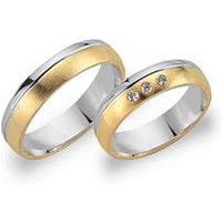 🦚 Trauringe 750er Gelb- Weissgold 3 Diamanten 🦚 Trauringe 750er Gelb- Weissgold 3 Diamanten