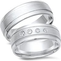 🦚 Trauringe 333er Weissgold 4 Diamanten 🦚 Trauringe 333er Weissgold 4 Diamanten