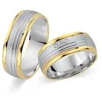 🦚 Trauringe 750er Gelb- Weissgold 3 Diamanten 🦚 Trauringe 750er Gelb- Weissgold 3 Diamanten