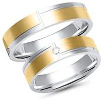 🦚 Trauringe 333er Gelb- Weissgold mit Diamant 🦚 Trauringe 333er Gelb- Weissgold mit Diamant