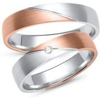 🦚 Eheringe Rot- und Weißgold mit Brillant Breite 4,5 mm 🦚 Eheringe Rot- und Weißgold mit Brillant Breite 4,5 mm