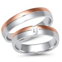 🦚 Eheringe Rot- und Weißgold mit Diamant Breite 4,5 mm 🦚 Eheringe Rot- und Weißgold mit Diamant Breite 4,5 mm
