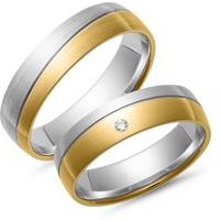 🦚 Eheringe Gelb- und Weißgold mit Diamant Breite 5,5 mm 🦚 Eheringe Gelb- und Weißgold mit Diamant Breite 5,5 mm