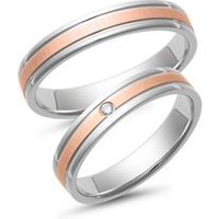 🦚 Eheringe Rot- und Weißgold mit Diamant Breite 4 mm 🦚 Eheringe Rot- und Weißgold mit Diamant Breite 4 mm