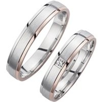 🦚 Eheringe Rot- und Weißgold mit Brillant Breite 4 mm 🦚 Eheringe Rot- und Weißgold mit Brillant Breite 4 mm