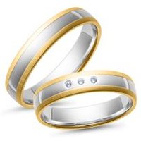🦚 Eheringe Gelb- und Weißgold mit Brillanten Breite 4,5 mm 🦚 Eheringe Gelb- und Weißgold mit Brillanten Breite 4,5 mm