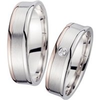 🦚 Eheringe Rot- und Weißgold mit Brillant Breite 5,5 mm 🦚 Eheringe Rot- und Weißgold mit Brillant Breite 5,5 mm