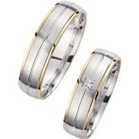 🦚 Eheringe Gelb- und Weißgold mit Diamant Breite 5,5 mm 🦚 Eheringe Gelb- und Weißgold mit Diamant Breite 5,5 mm