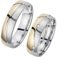 🦚 Eheringe Gelb- und Weißgold mit Diamanten Breite 5,5 mm 🦚 Eheringe Gelb- und Weißgold mit Diamanten Breite 5,5 mm
