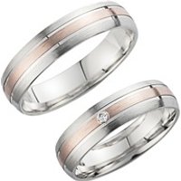 🦚 Eheringe Rot- und Weißgold mit Diamant Breite 5 mm 🦚 Eheringe Rot- und Weißgold mit Diamant Breite 5 mm