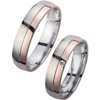 🦚 Eheringe Rot- und Weißgold mit Brillant Breite 5 mm 🦚 Eheringe Rot- und Weißgold mit Brillant Breite 5 mm