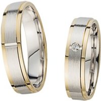 🦚 Eheringe Gelb- und Weißgold mit Diamant Breite 5 mm 🦚 Eheringe Gelb- und Weißgold mit Diamant Breite 5 mm