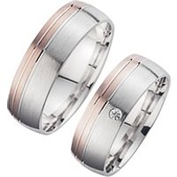 🦚 Eheringe Rot- und Weißgold mit Diamant Breite 6,5 mm 🦚 Eheringe Rot- und Weißgold mit Diamant Breite 6,5 mm